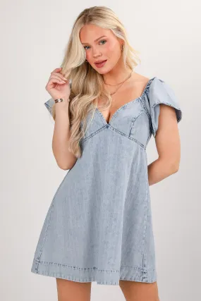 FINAL SALE - When You Know Denim Mini Dress Stretch-Recovery