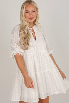 City Rhythm Simple Comfort FINAL SALE - Reason To Love White Eyelet Tiered Mini Dress