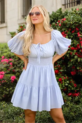 Anti-bacterial Adjustable Straps FINAL SALE - Breeze On By Light Blue Mini Dress