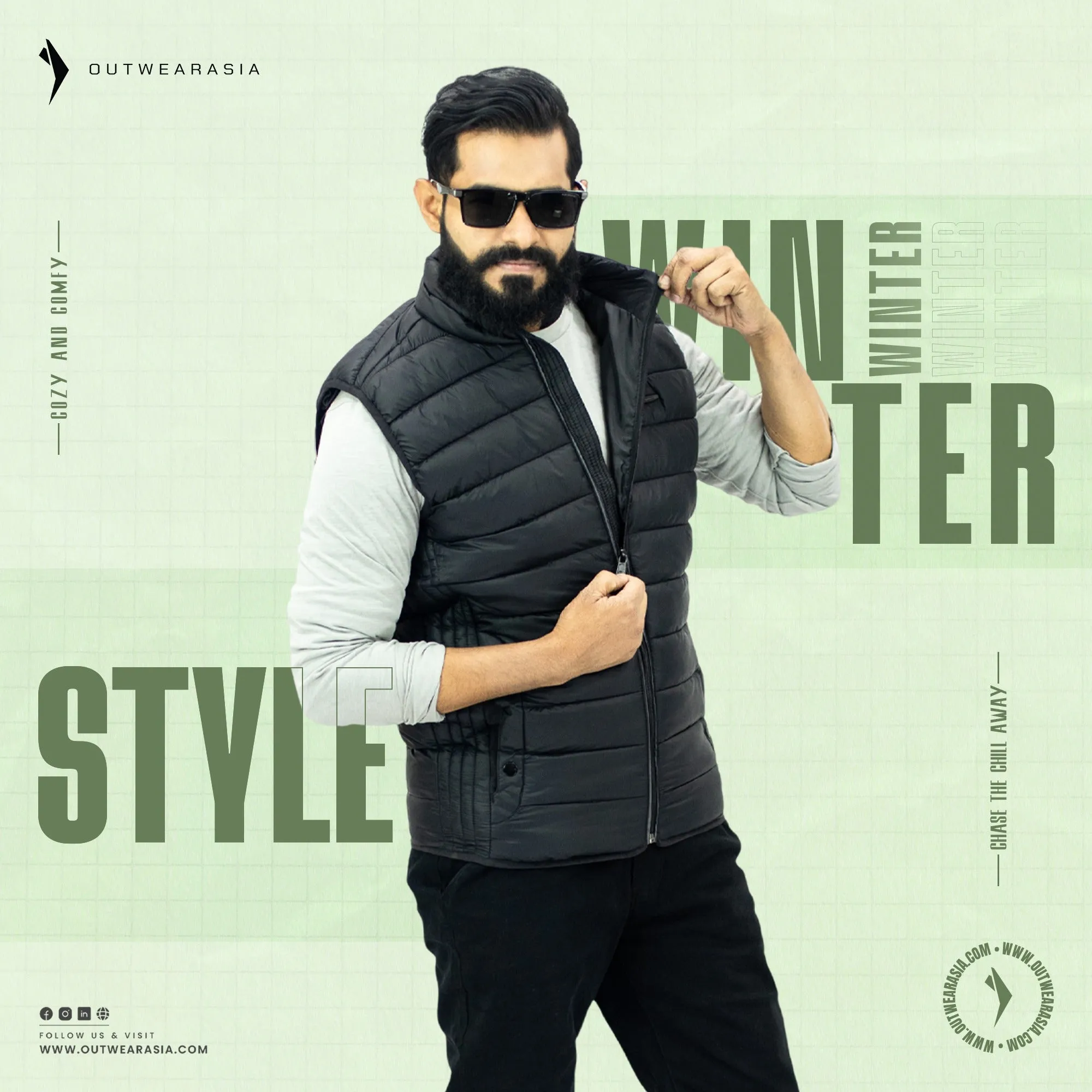 Simple Outer Anti Pilling Men??s Premium Vest Winter Jacket for Men ?C jack vest-Black