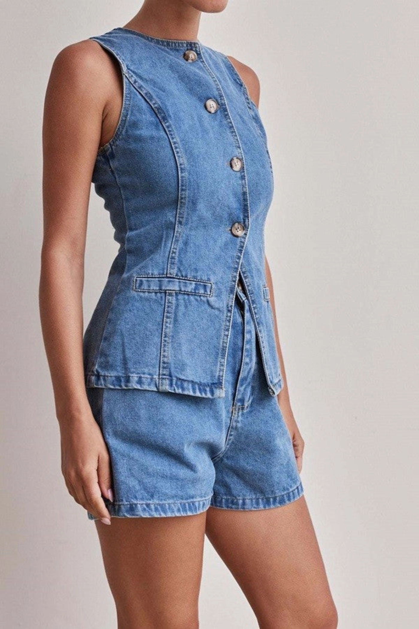 TATUM DENIM VEST anti missile Elasticated Cuffs