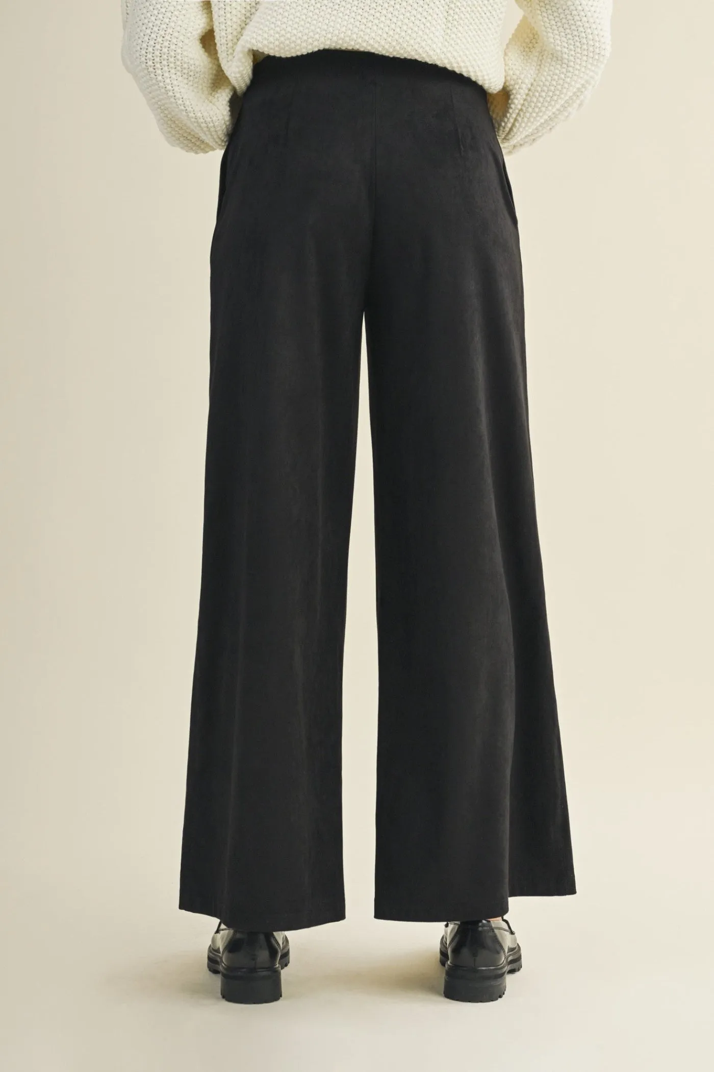 TAYLOR BLACK SUEDE PANTS Polyester fabric