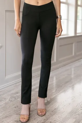 BLACK WIDE BAND PULL ON ANKLE LEGGING Layered Look Boho chic