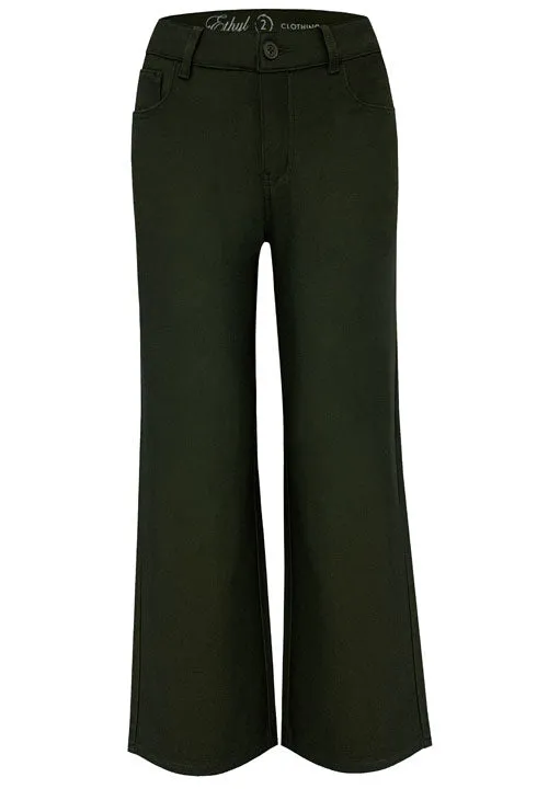 Recycled Polyester Chic Vibe The Winsome Olive Green Slacks by Ethyl