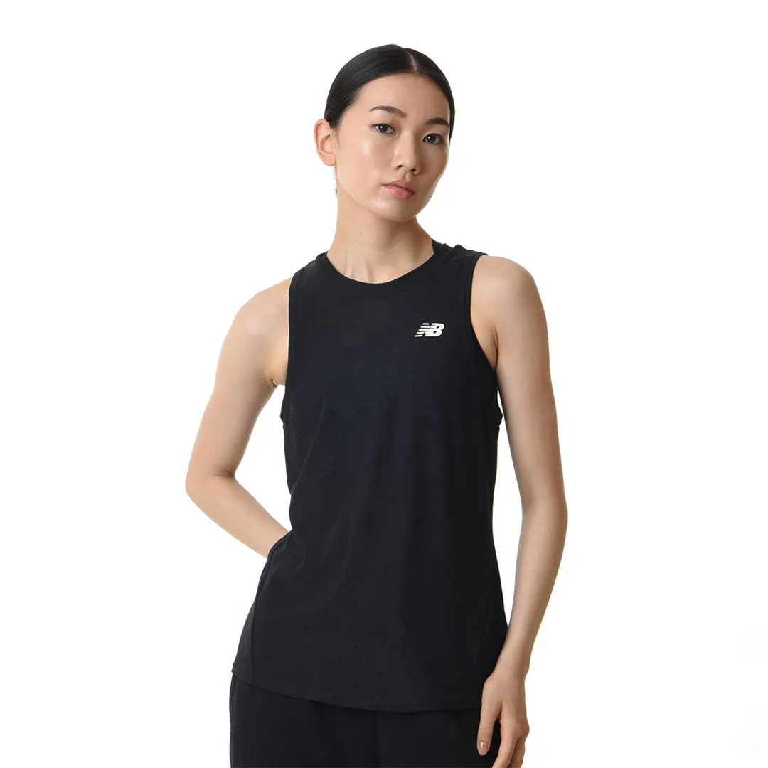 Quick Release Buckle Mechanism Casual Staple New Balance - Women's Q Speed Jacquard Tank Top (WT33280 BK)