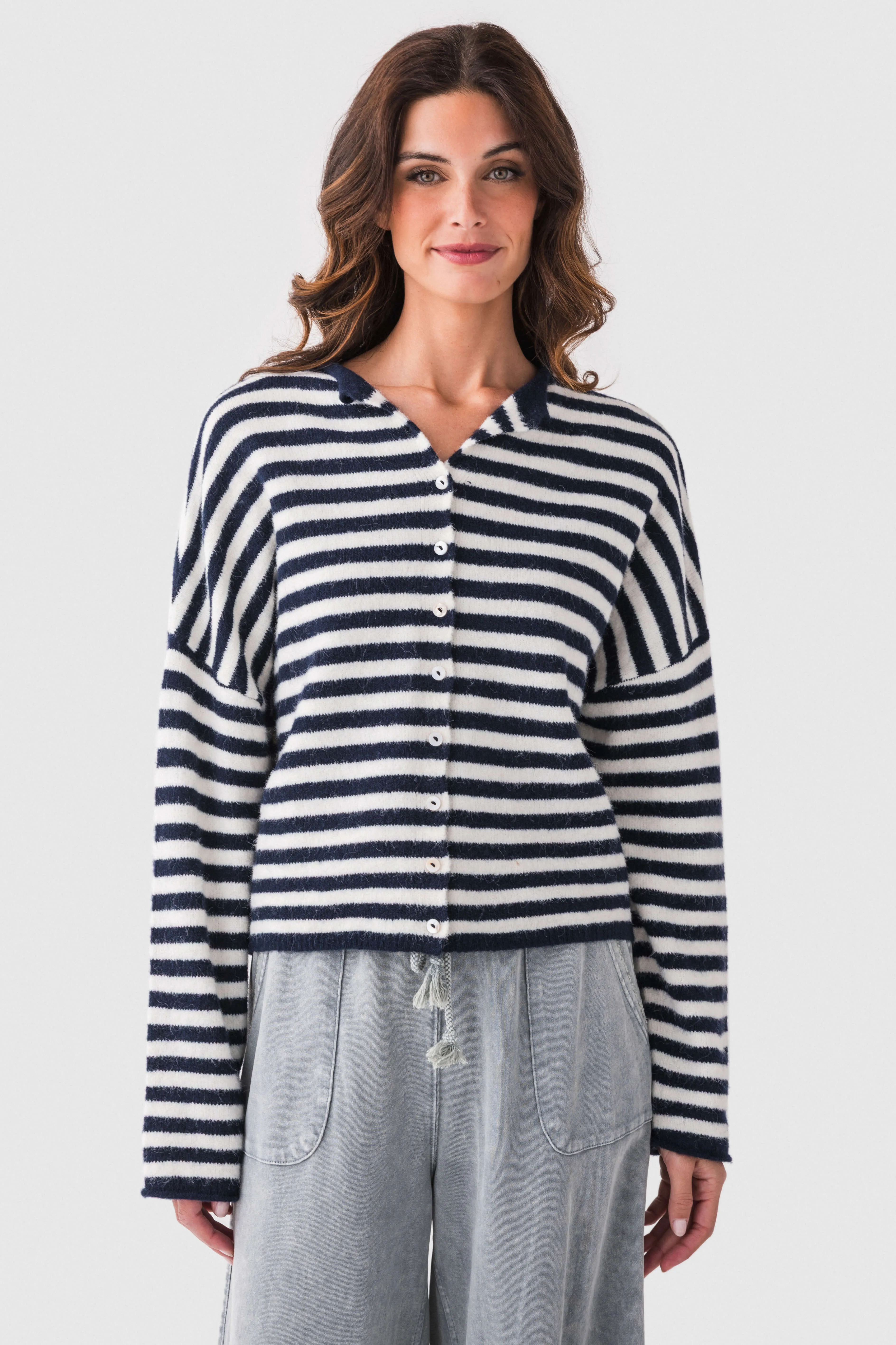 Cozy Fashion Sporty Style Things Between Striped Piper Cardigan