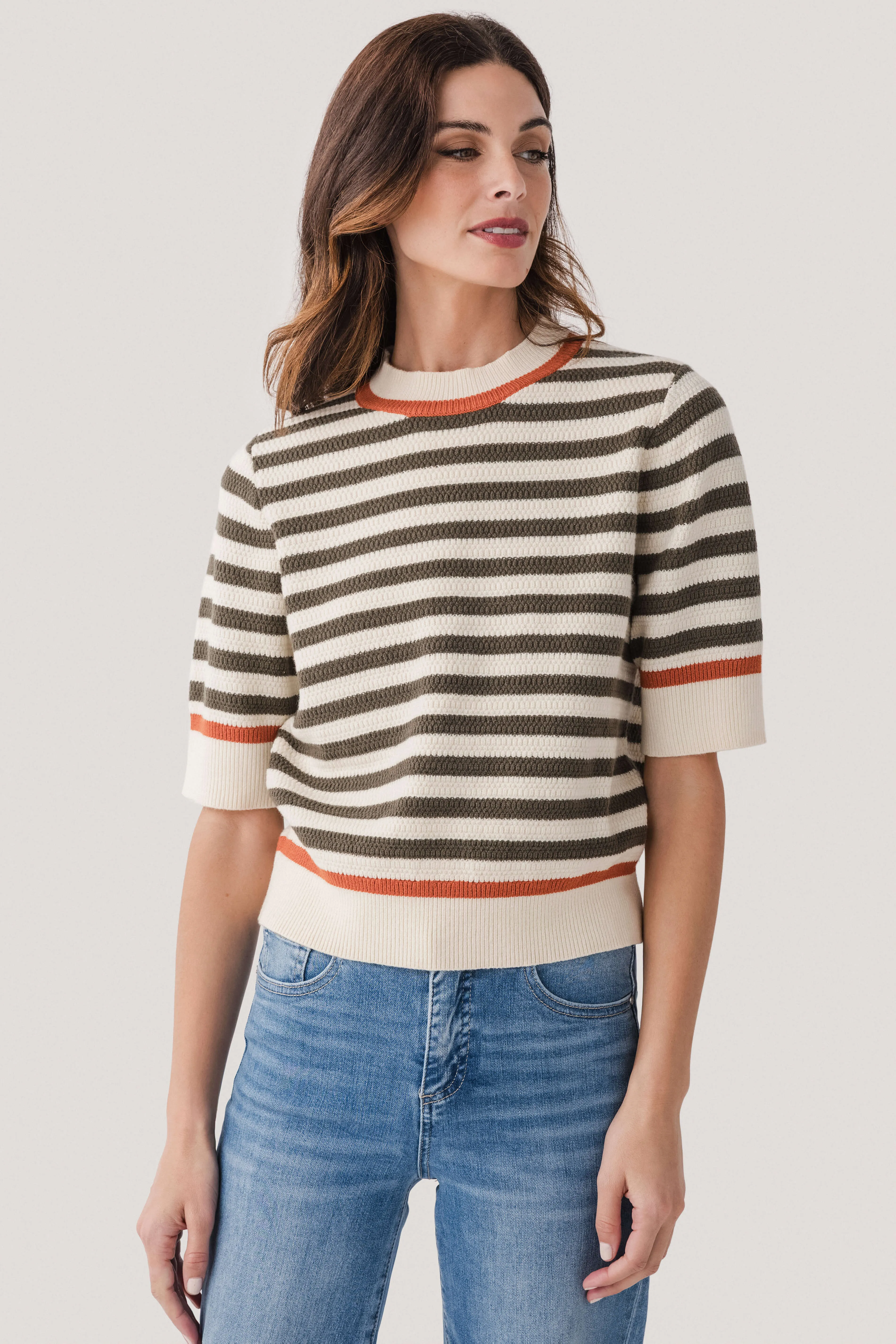 THML Stripe S/S Sweater Top Core Relaxed