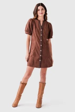 Kimono-Sleeve Lightweight warm-weather dress THML Suede Button Up Dress