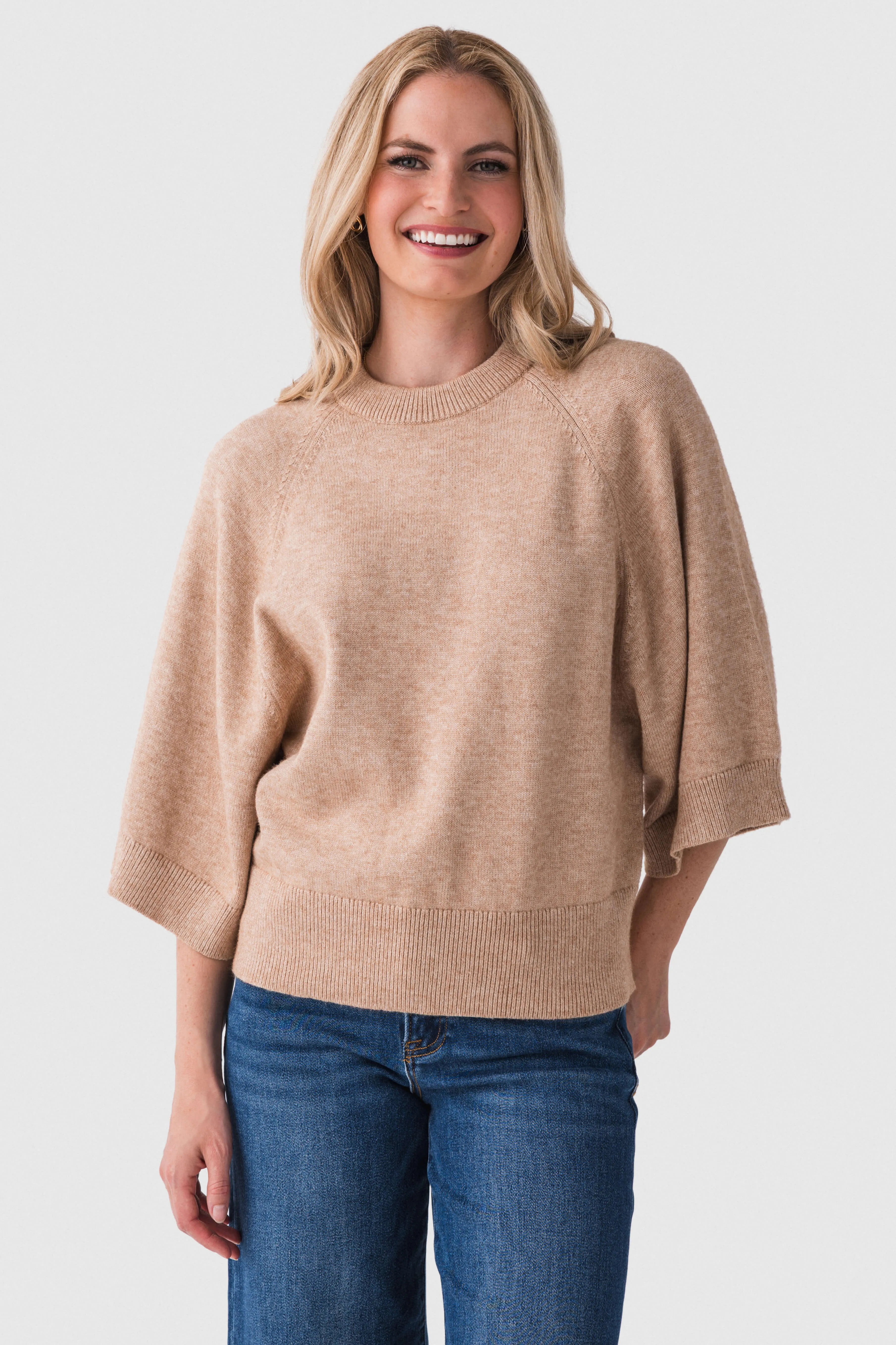 Jodifl Relaxed Short Sleeve Sweater Top Matte Finish