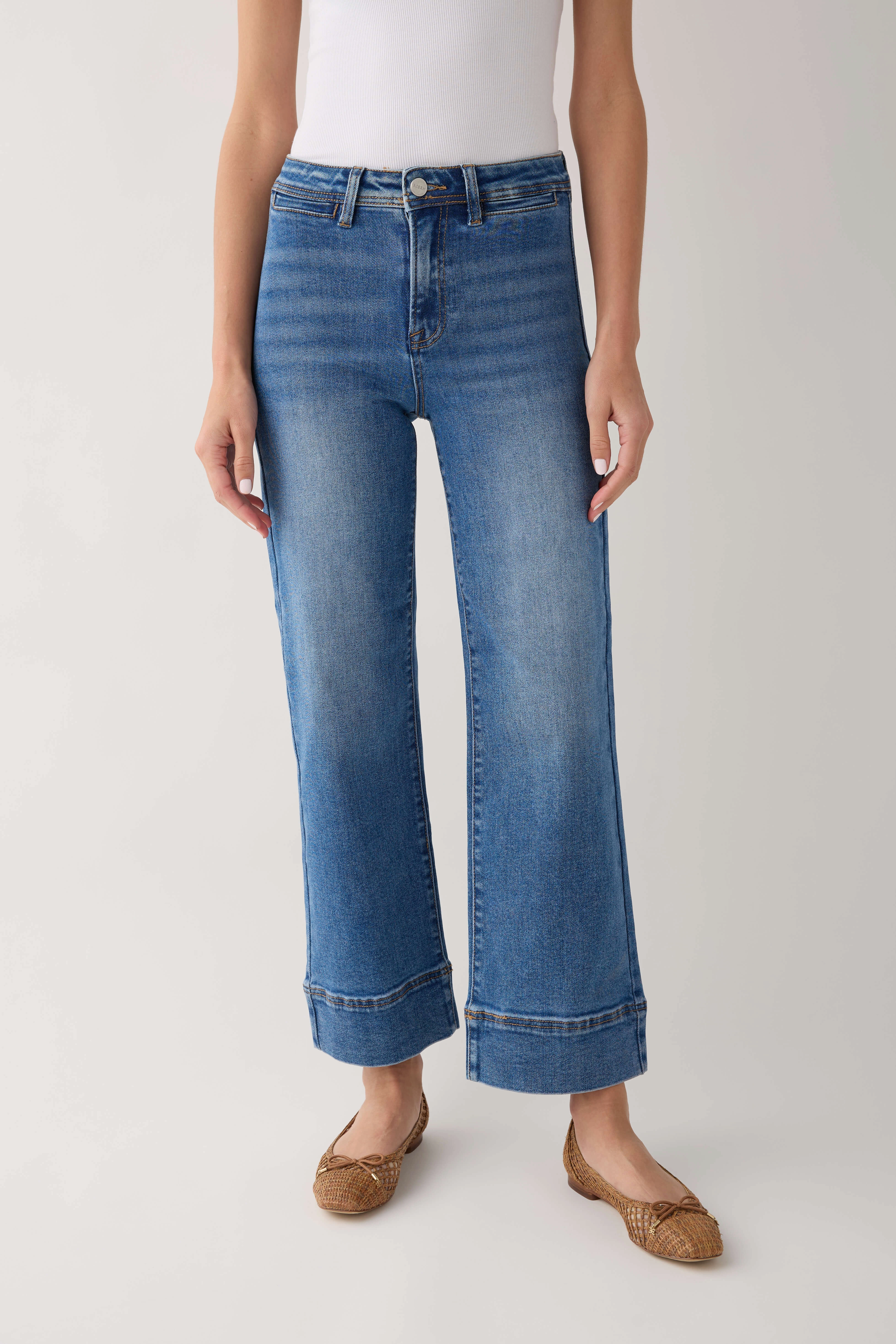 Spring Mood Party Look Classic Risen Waverly Wide Hem Ankle Jeans
