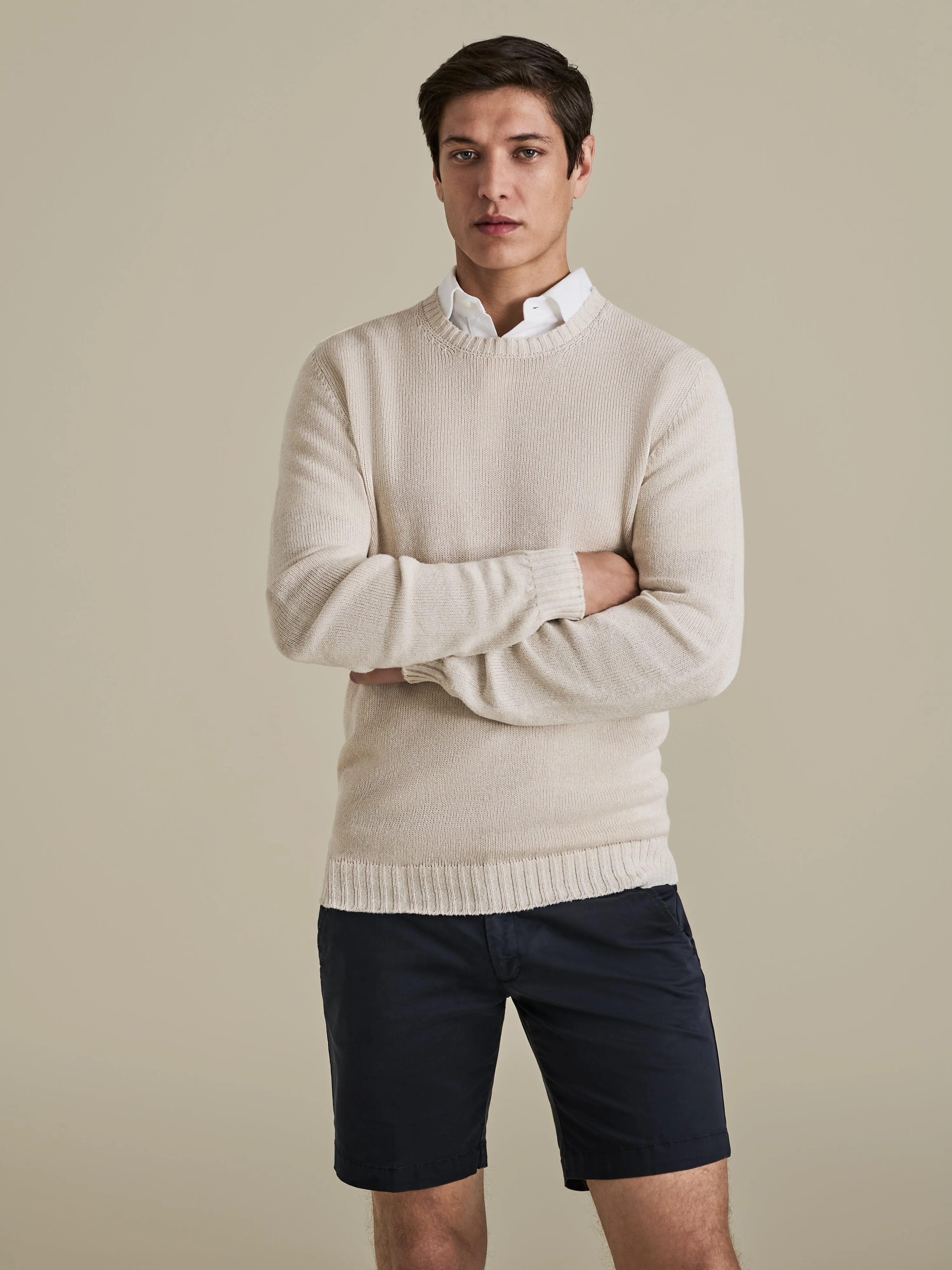 Clean Aesthetic Simple Trend Bourette Silk Crew Neck Sweater