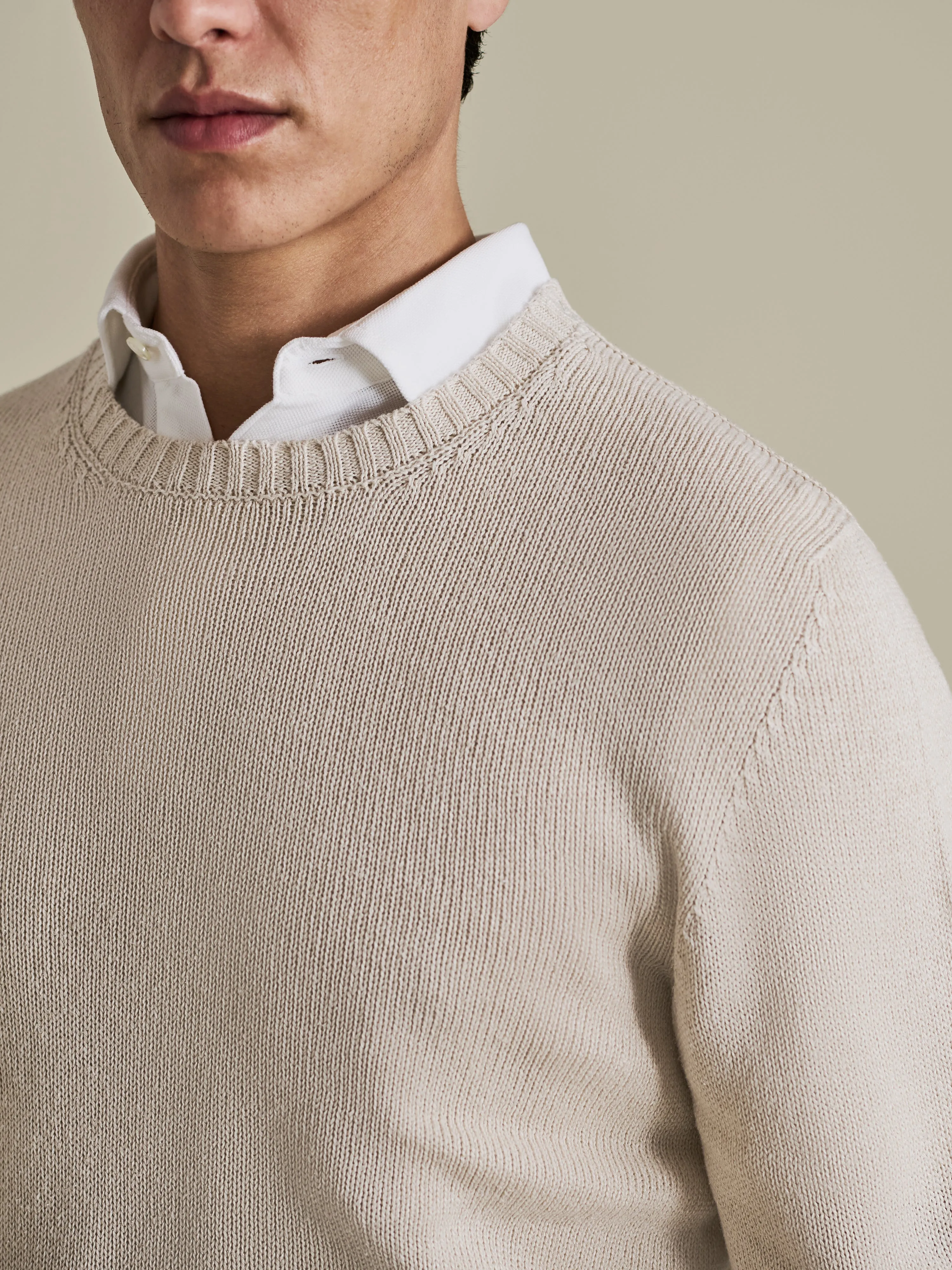 Fresh Warmth Stretch Recovery Fabric Bourette Silk Crew Neck Sweater