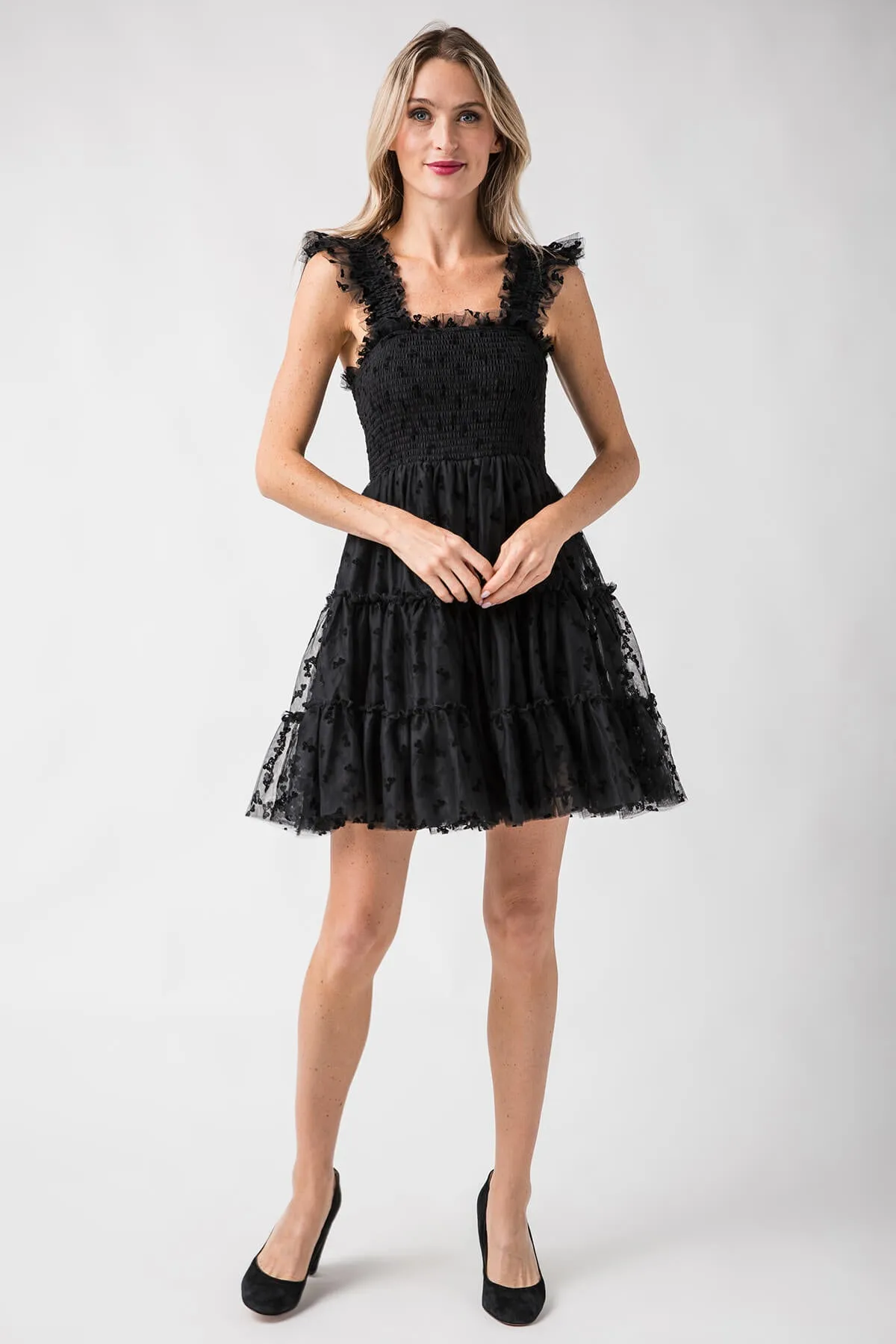 Subtle pattern Satin Finish En Saison Casey Flutter Mini Dress