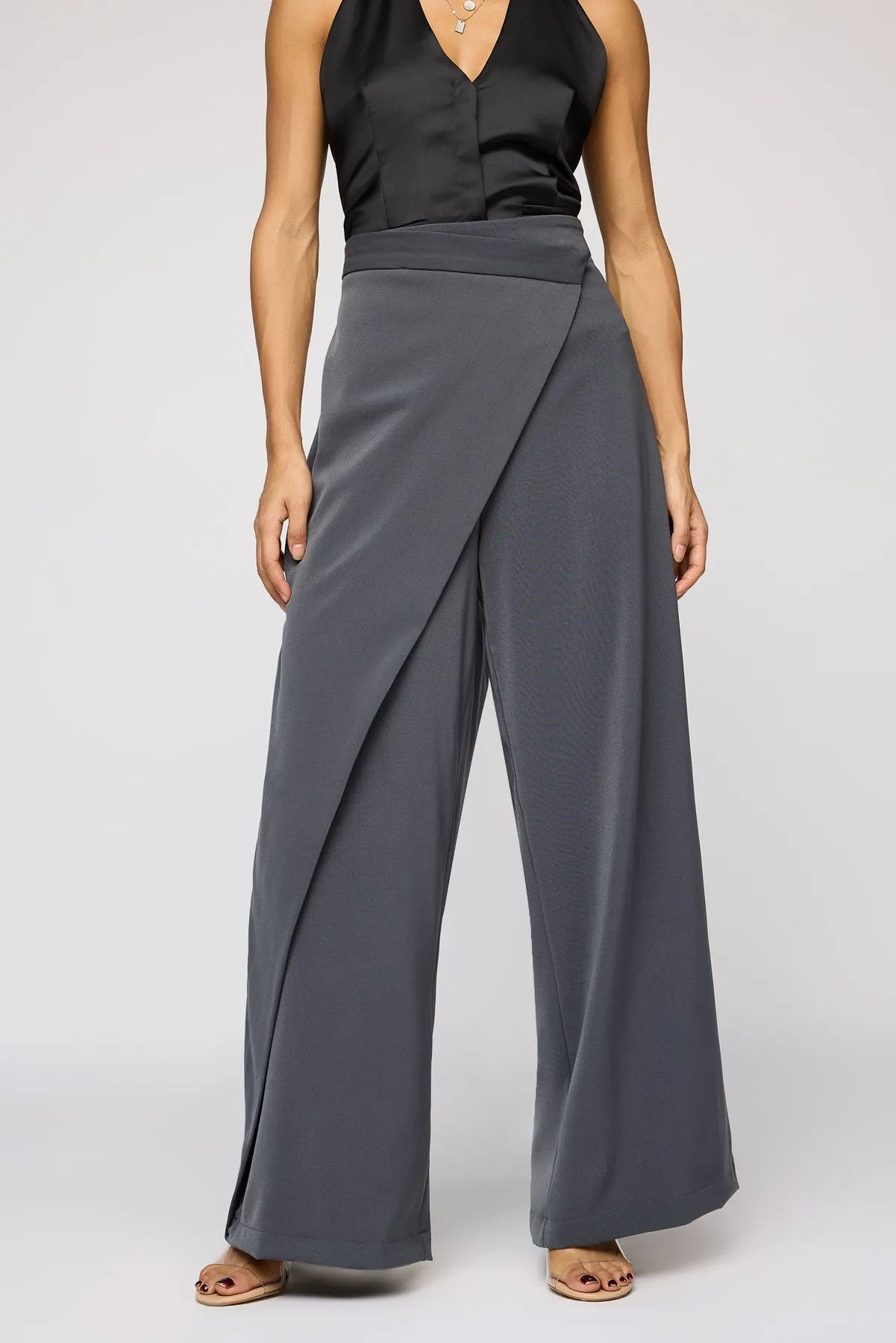 Ultimate Grey Women's Pareo Straight Pants Side slits