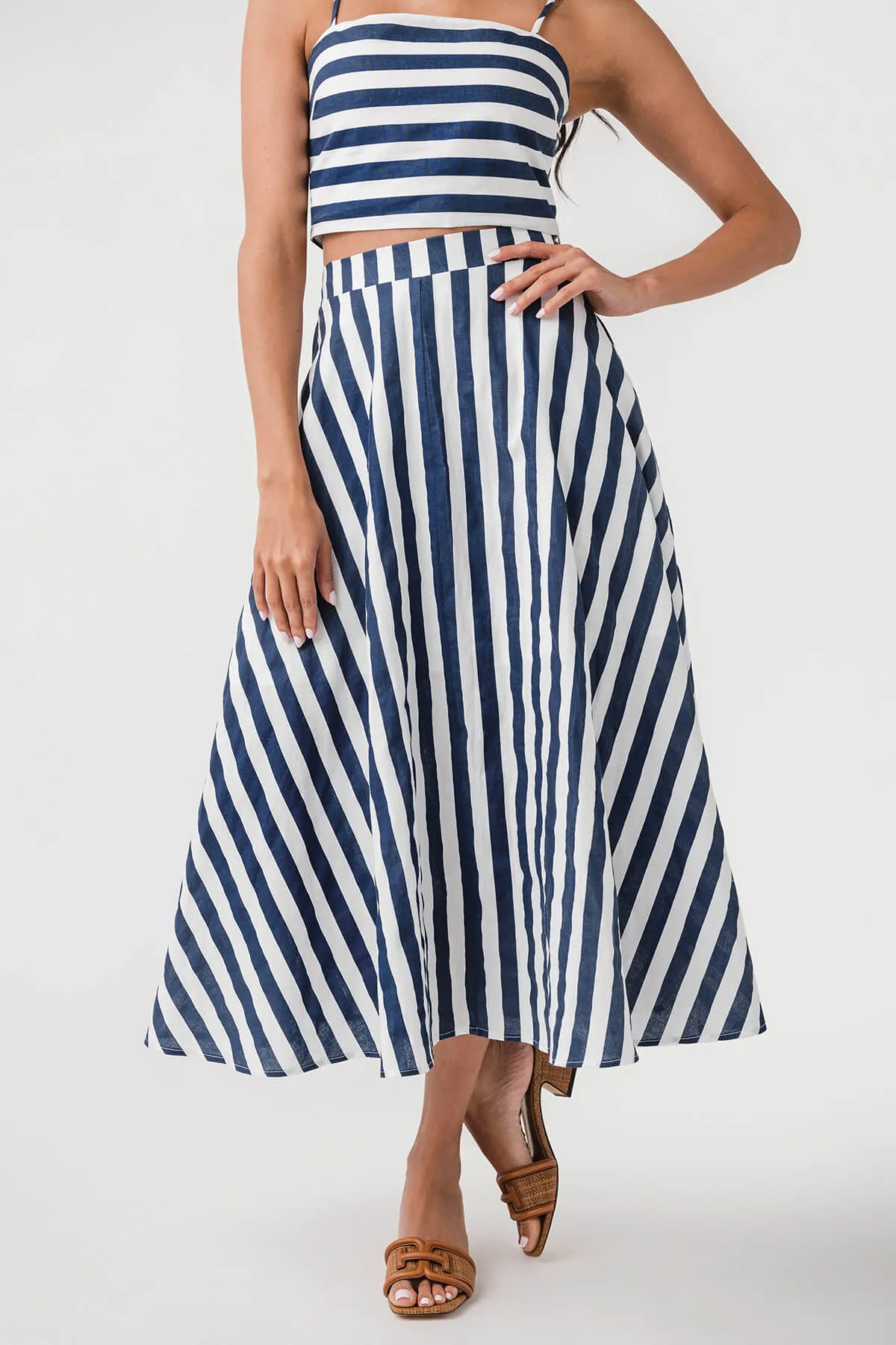 Breezy Edge Floor Length By Together Striped Maxi Skirt