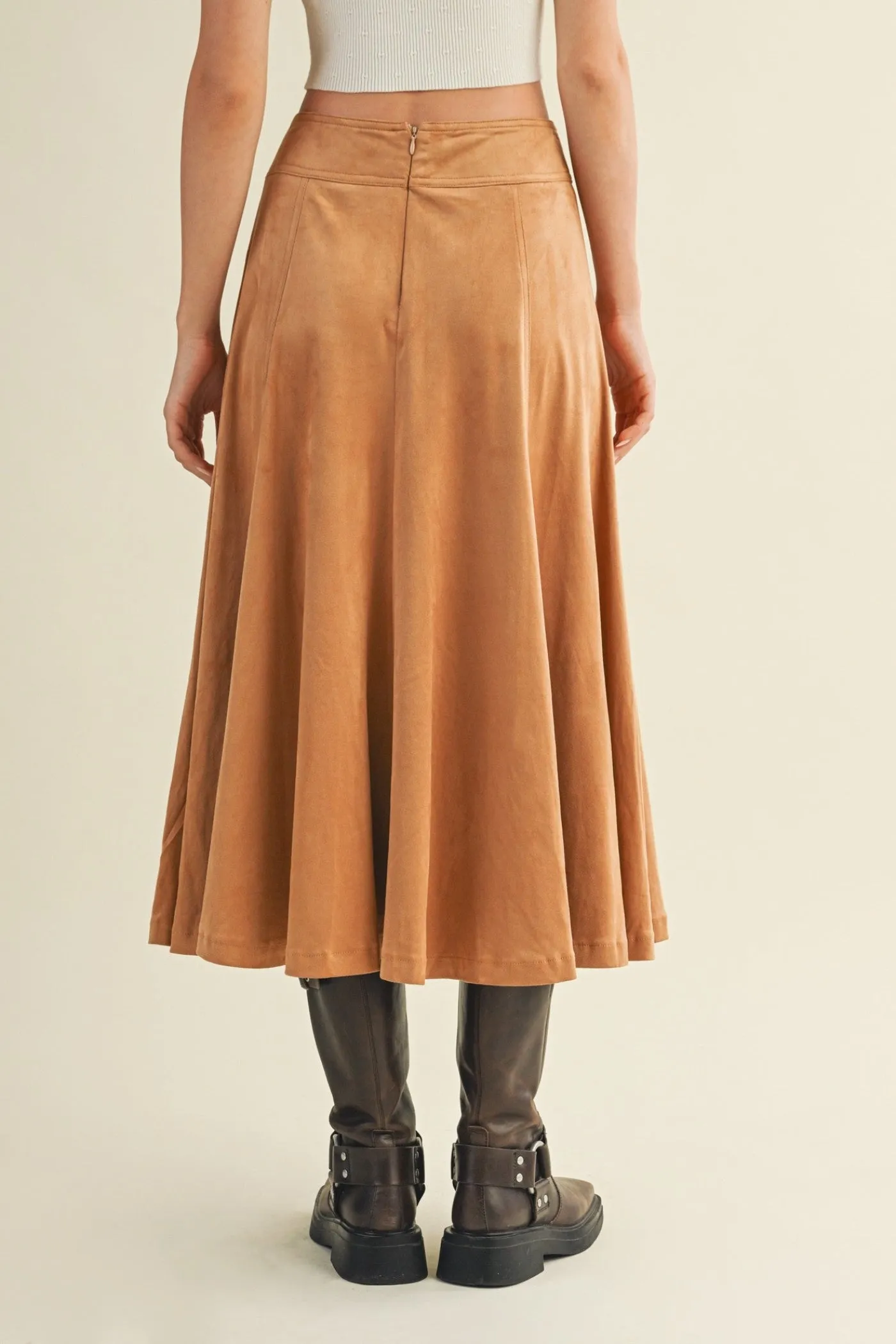SOFIA SUEDE MIDI SKIRT Linen blend Layered Design