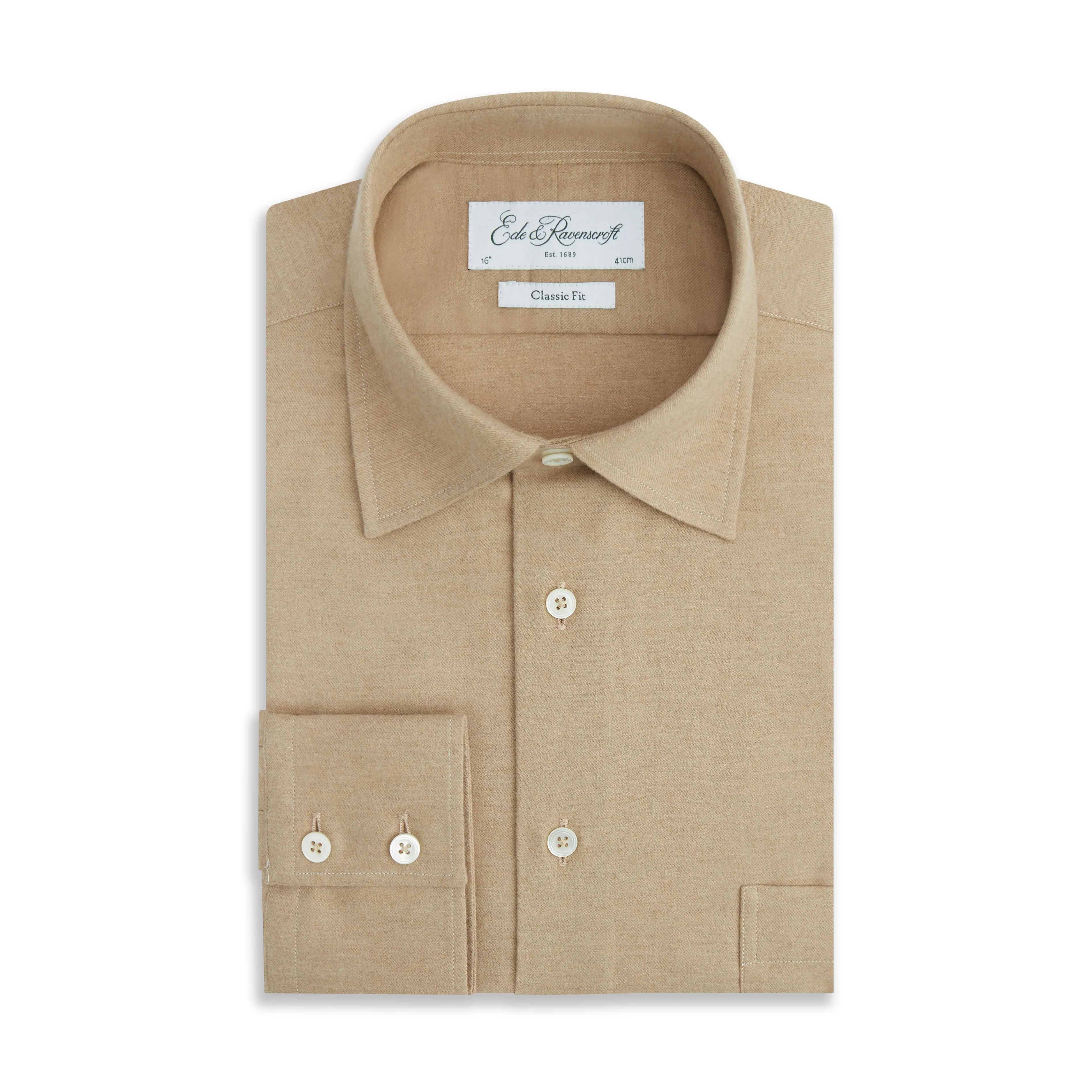 Eco Dye Technique No Slip Shoulder Grips Aragon Beige Cotton Cashmere Twill Shirt