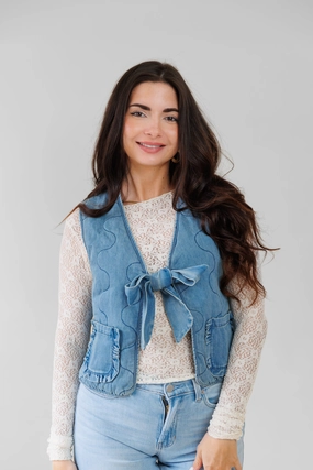 Low Bulk Design Compression Support Build MARGOT DENIM VEST