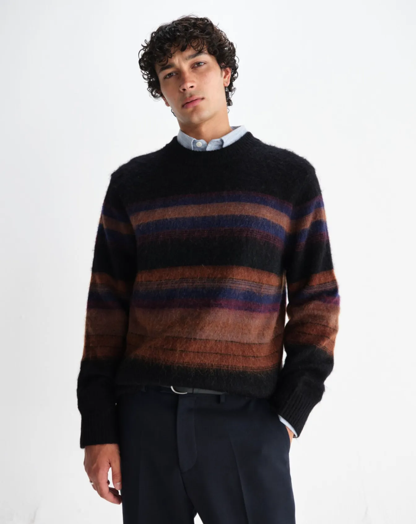 Cold Layer Brush Stripe Wilde Crew Sweater