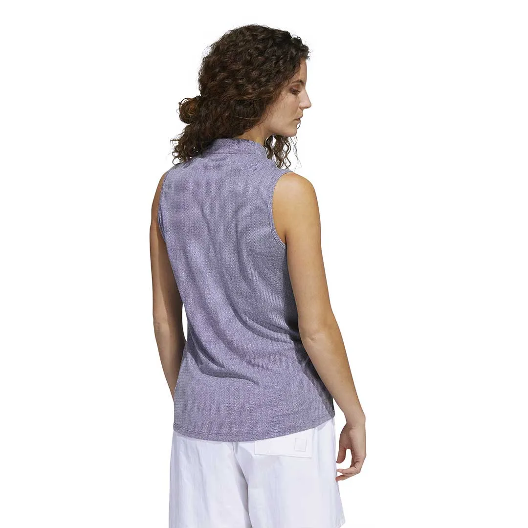 adidas - Women's Essentials Mock Neck Sleeveless Polo (HA3485) Crisp Look Neutral palette
