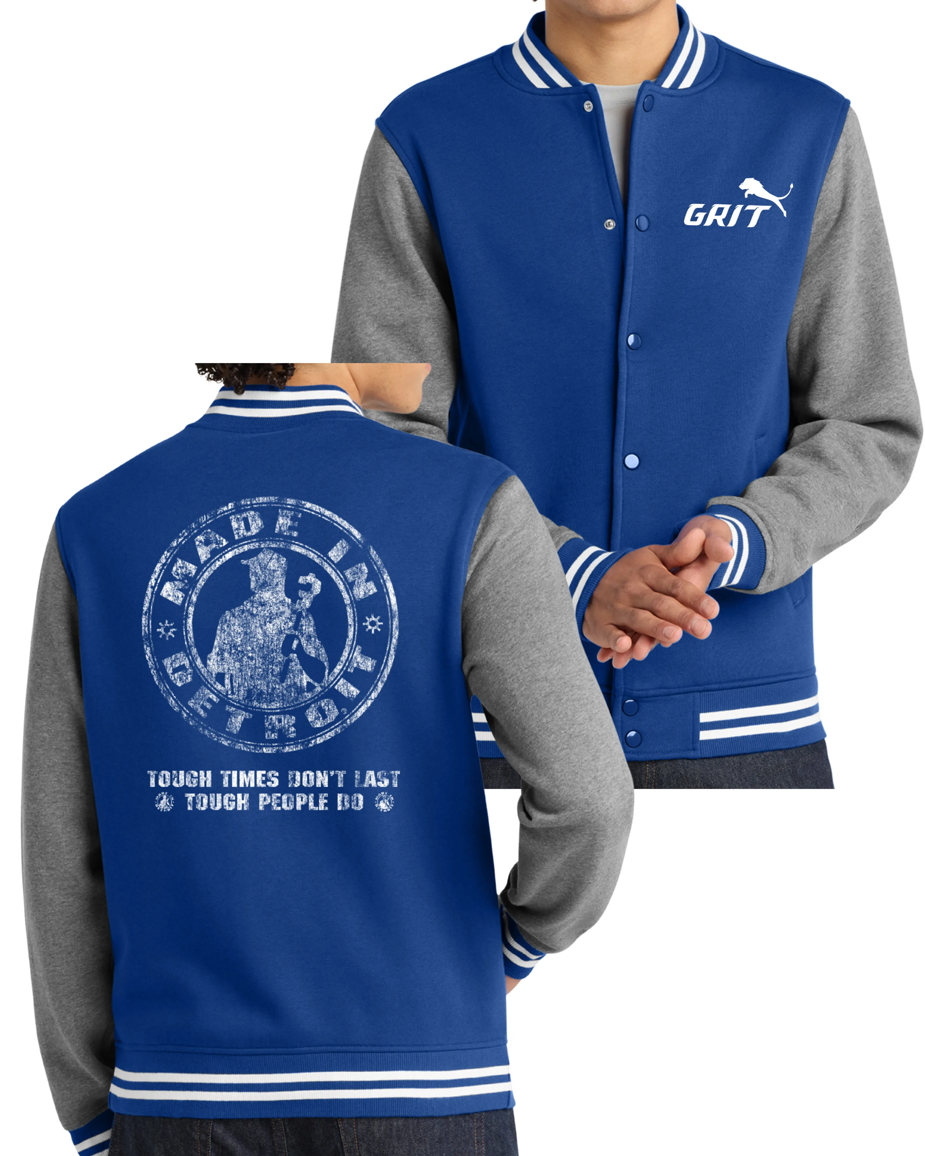 Reversible Style Grit/Tough Times Letterman Jacket