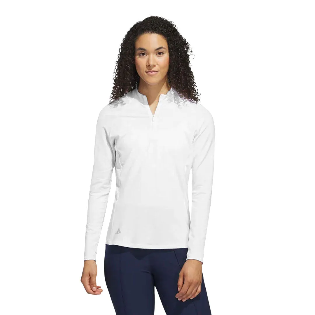 Snap Button Seamless Technology adidas - Women's Solid Long Sleeve 1/4 Zip Polos (HY3973)