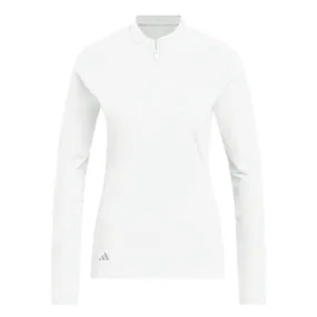 adidas - Women's Solid Long Sleeve 1/4 Zip Polos (HY3973) Cozy Design