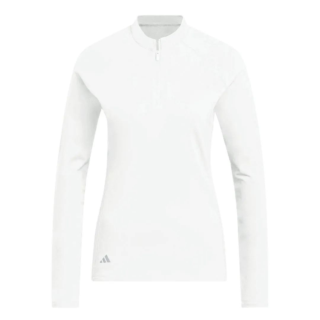 adidas - Women's Solid Long Sleeve 1/4 Zip Polos (HY3973) Cozy Design