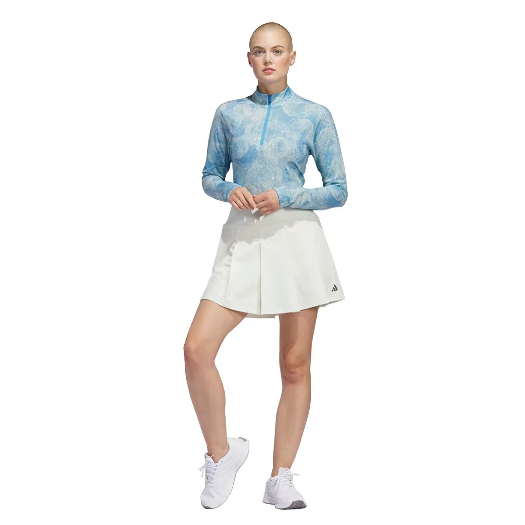 adidas - Women's Ultimate365 Printed 1/4 Zip Mock-Neck Long Sleeve Polo (IP4257) Double Layered Collar Eco Conscious Production