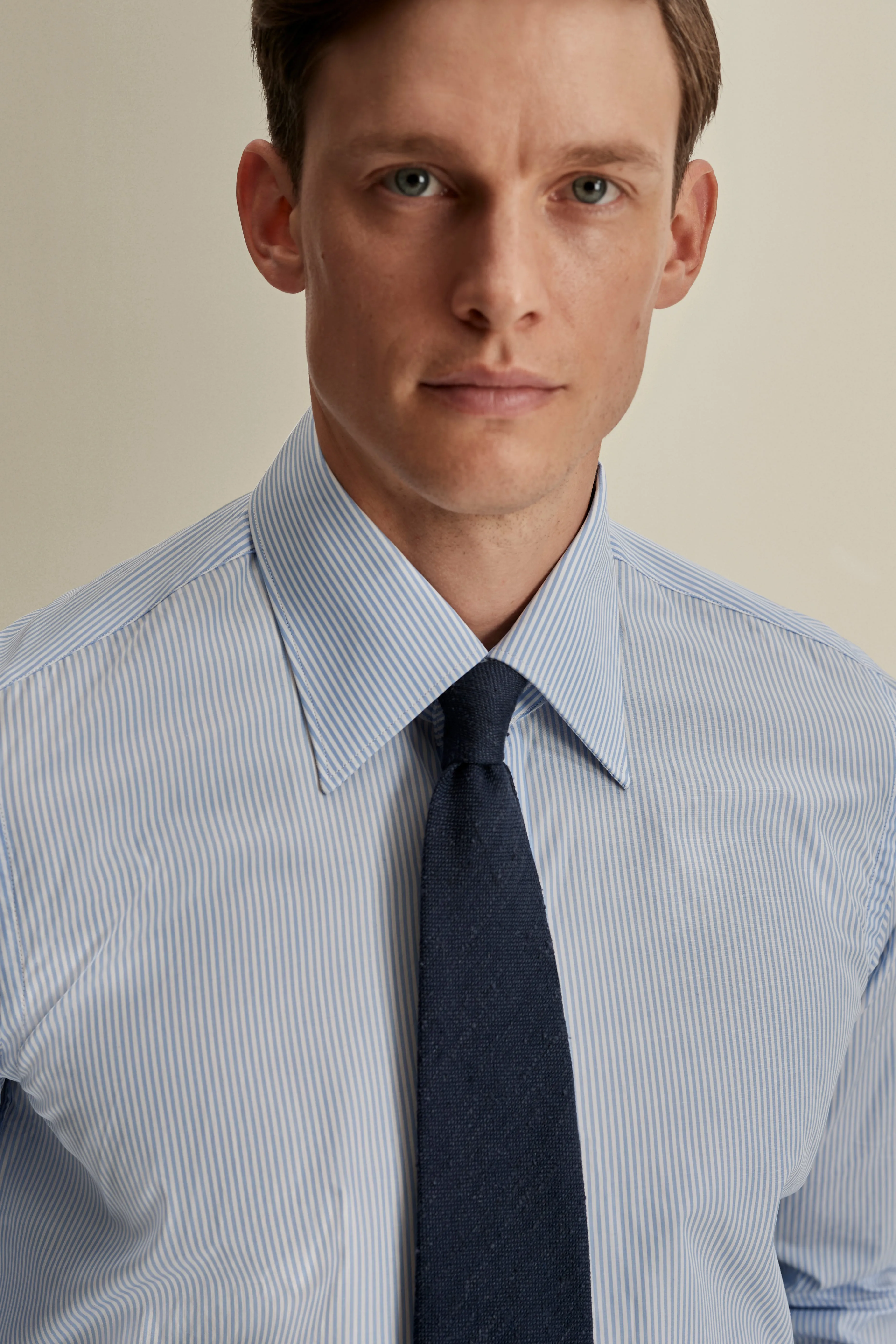 Solid Poplin Point Collar Bengal Stripe Shirt All-day Comfort