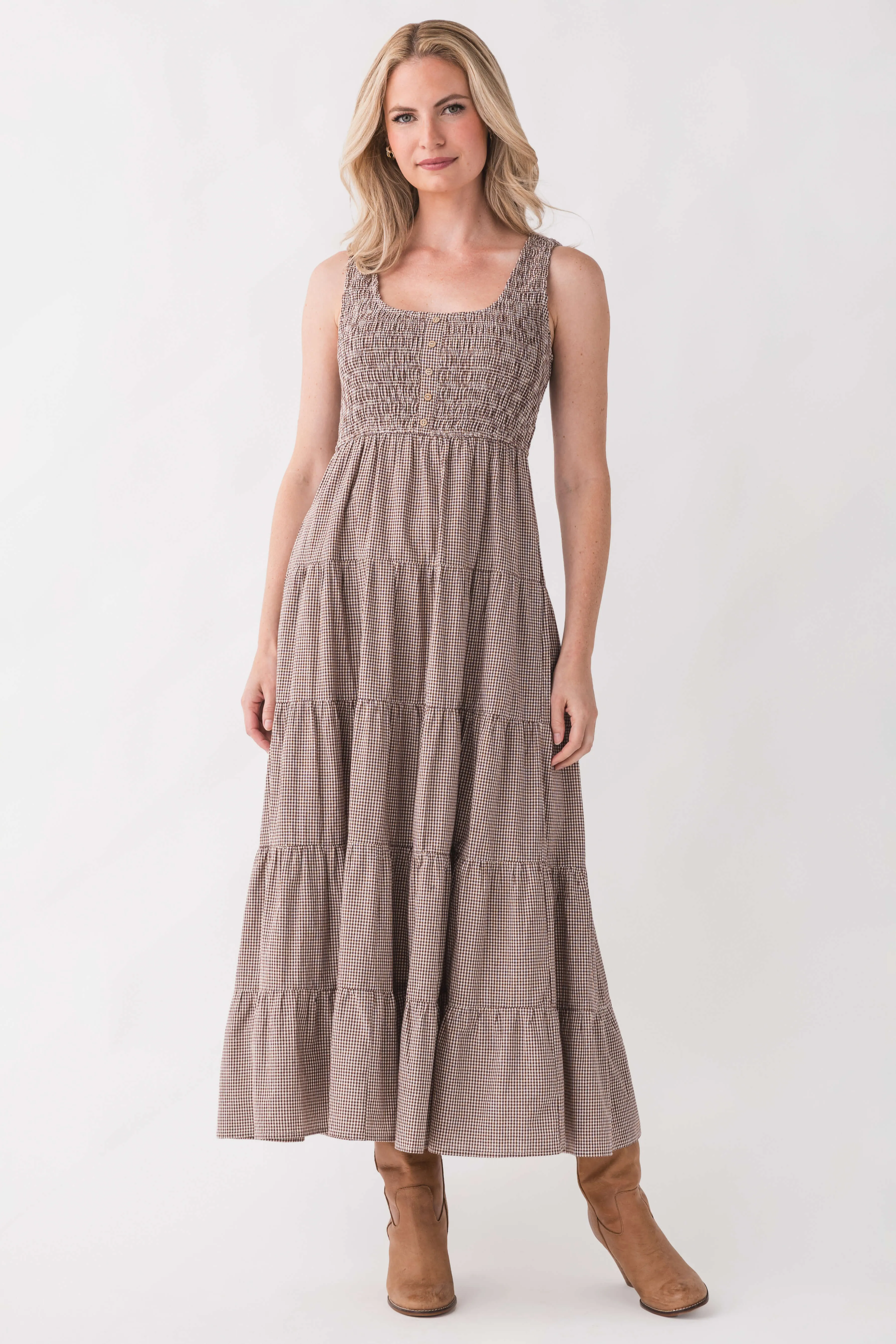 Sleek Drape Wishlist Gingham Maxi Dress
