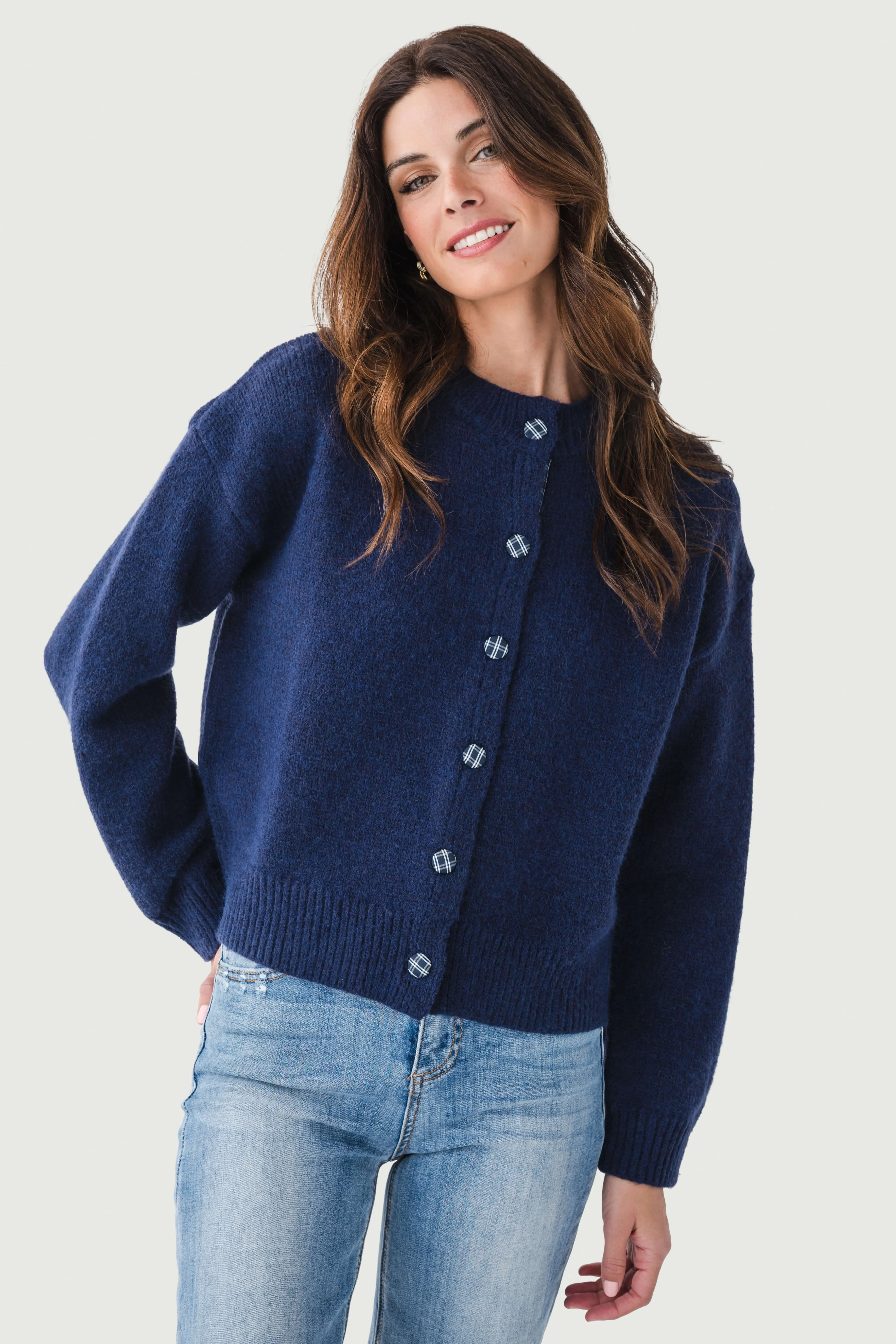 Wishlist Plaid Button Cardigan Relaxed Layers