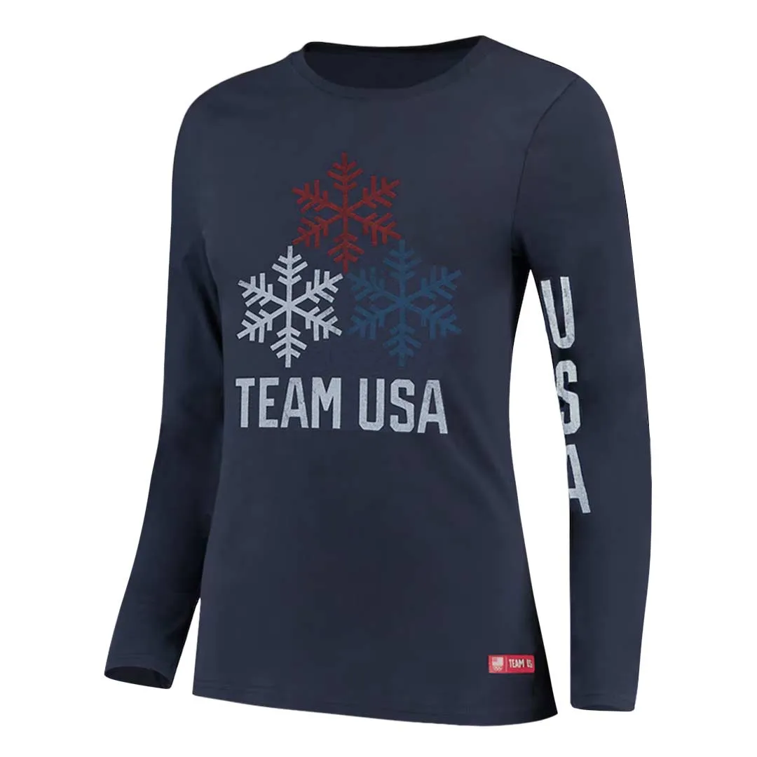 Women's Team USA Snowflake Long Sleeve T-Shirt (K69469NUS) Classic Zip Up