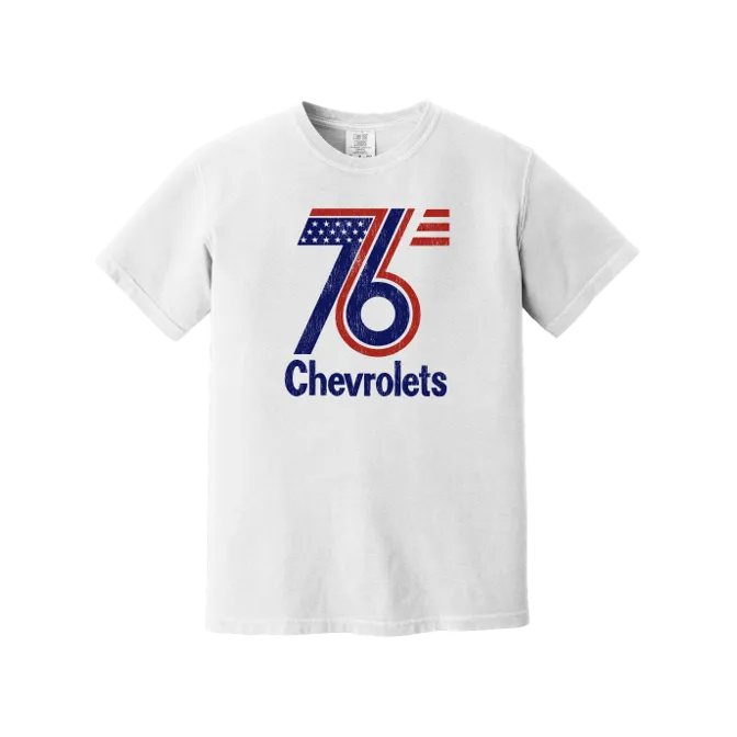 Chevrolet Red & Blue 76' Graphic T-Shirt Breathable Performance Fit Airflow Mesh Panels