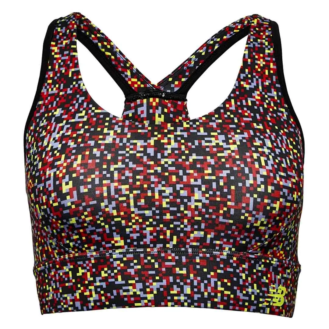 Double Layered Collar New Balance - Women's Tech Training Printed Sports Bra (WB21471 HYW)